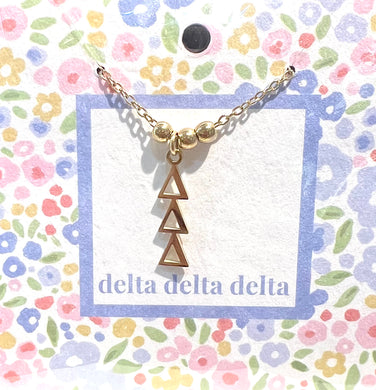DELTA DELTA DELTA BEAD DROP NECKLACE