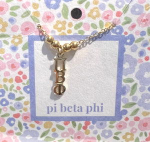 PI BETA PHI BEAD DROP NECKLACE