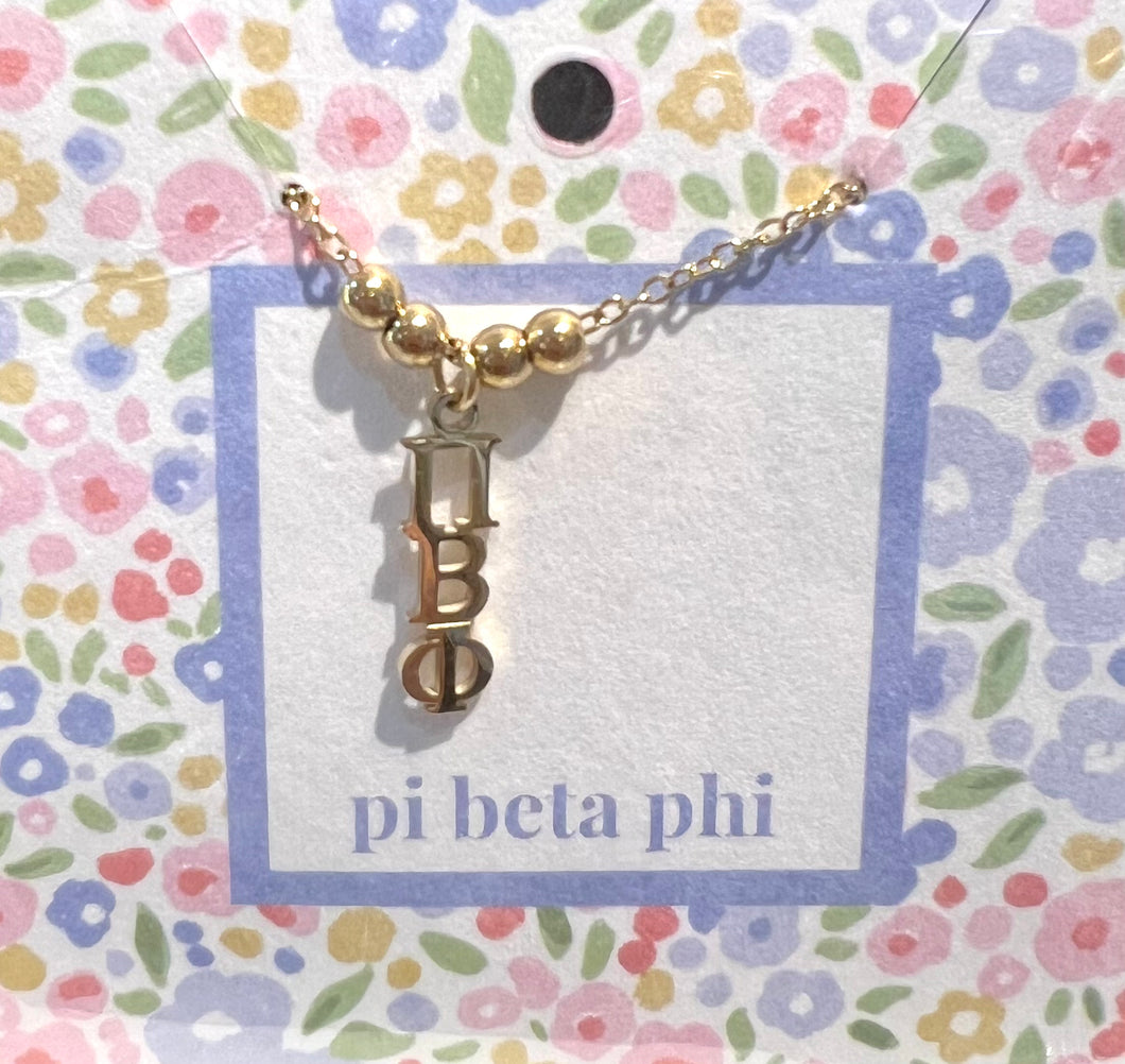 PI BETA PHI BEAD DROP NECKLACE