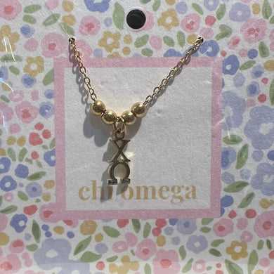 CHI OMEGA BEAD DROP NECKLACE