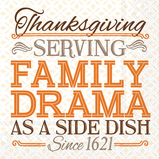SERVING FAMILY DRAMA COCKTAIL NAPKINS