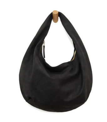 BLACK BIANCA SOFT CRESCENT SHOULDER BAG