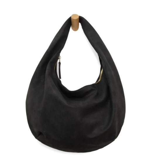 BLACK BIANCA SOFT CRESCENT SHOULDER BAG