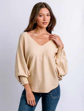 RYU VNECK TOP LIGHT CAMEL
