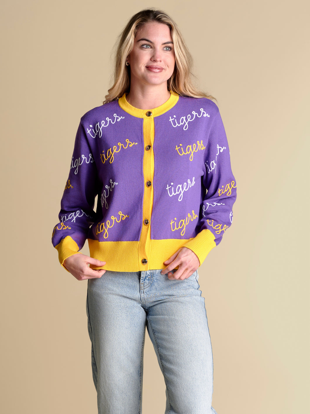 LSU ROPE EMBROIDERED CARDIGAN