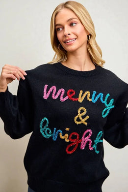 MERRY & BRIGHT BLACK SWEATER