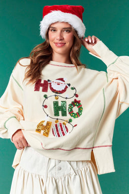 HO HO HO SEQUINS SWEATSHIRT