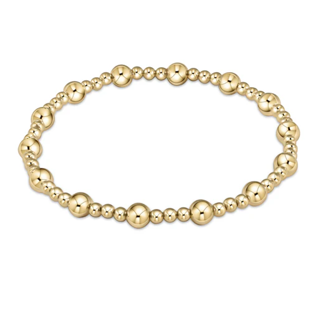 CLASSIC SINCERITY PATTERN 5MM BEAD BRACELET GOLD