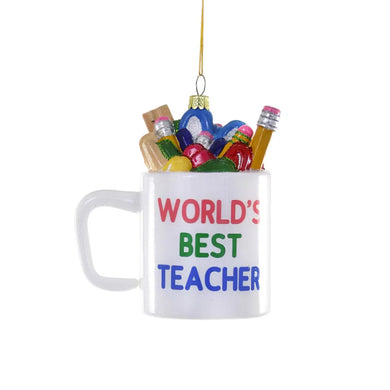 WORLDS BEST TEACHER MUG ORNAMENT
