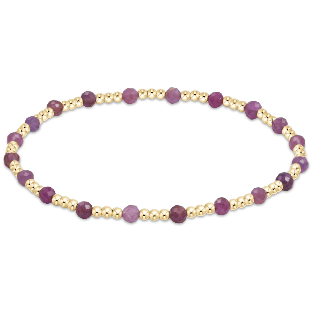 GEMSTONE GOLD SINCERITY PATTERN 3MM BEAD BRACELET RUBY