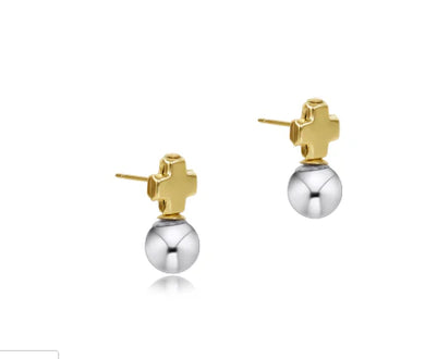 SIGNATURE CROSS SMALL MIXED METAL STUD CLASSIC STERLING