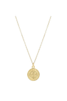 16IN NECKLACE GOLD BLESSING GOLD DISC