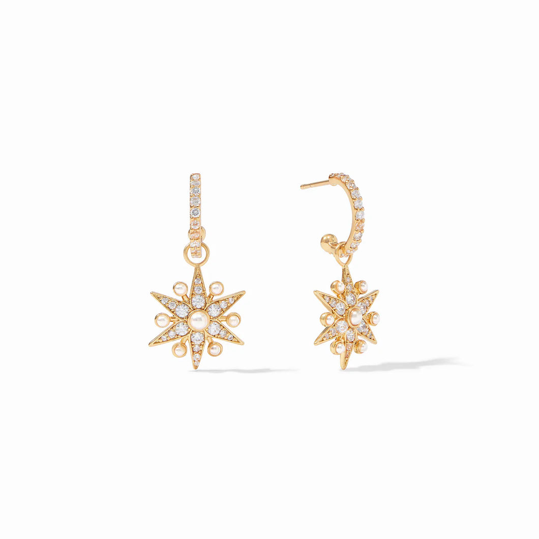 CELESTE HOOP & CHARM EARRING GOLD CUBIC ZIRCONIA