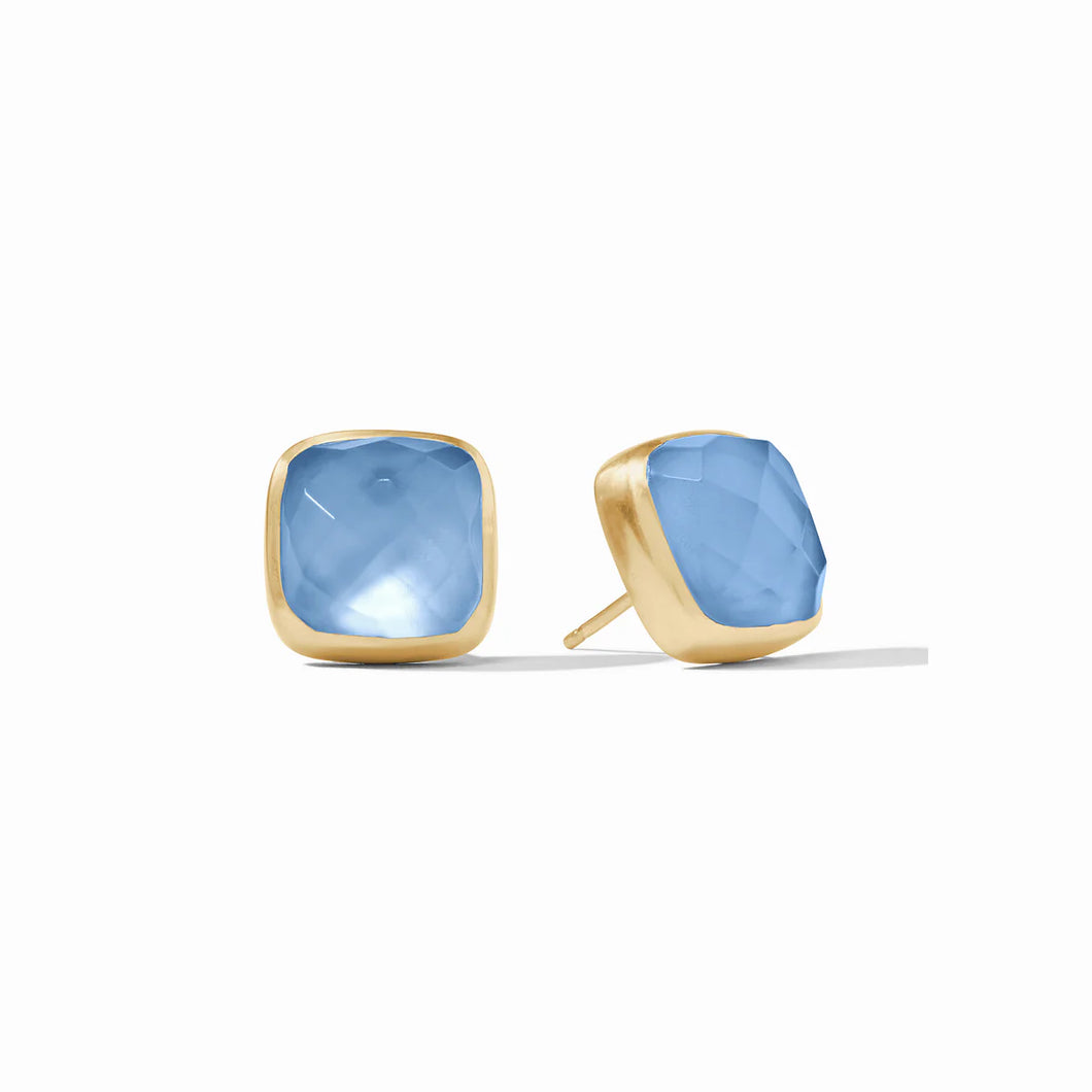 CATALINA STUD GOLD IRIDESCENT CHALCEDONY BLUE