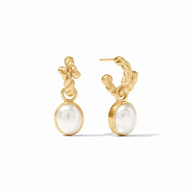 NASSAU HOOP & CHARM EARRING GOLD PEARL