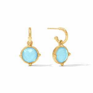 HONEYBEE HOOP & CHARM EARRING GOLD IRIDESCENT CAPRI BLUE