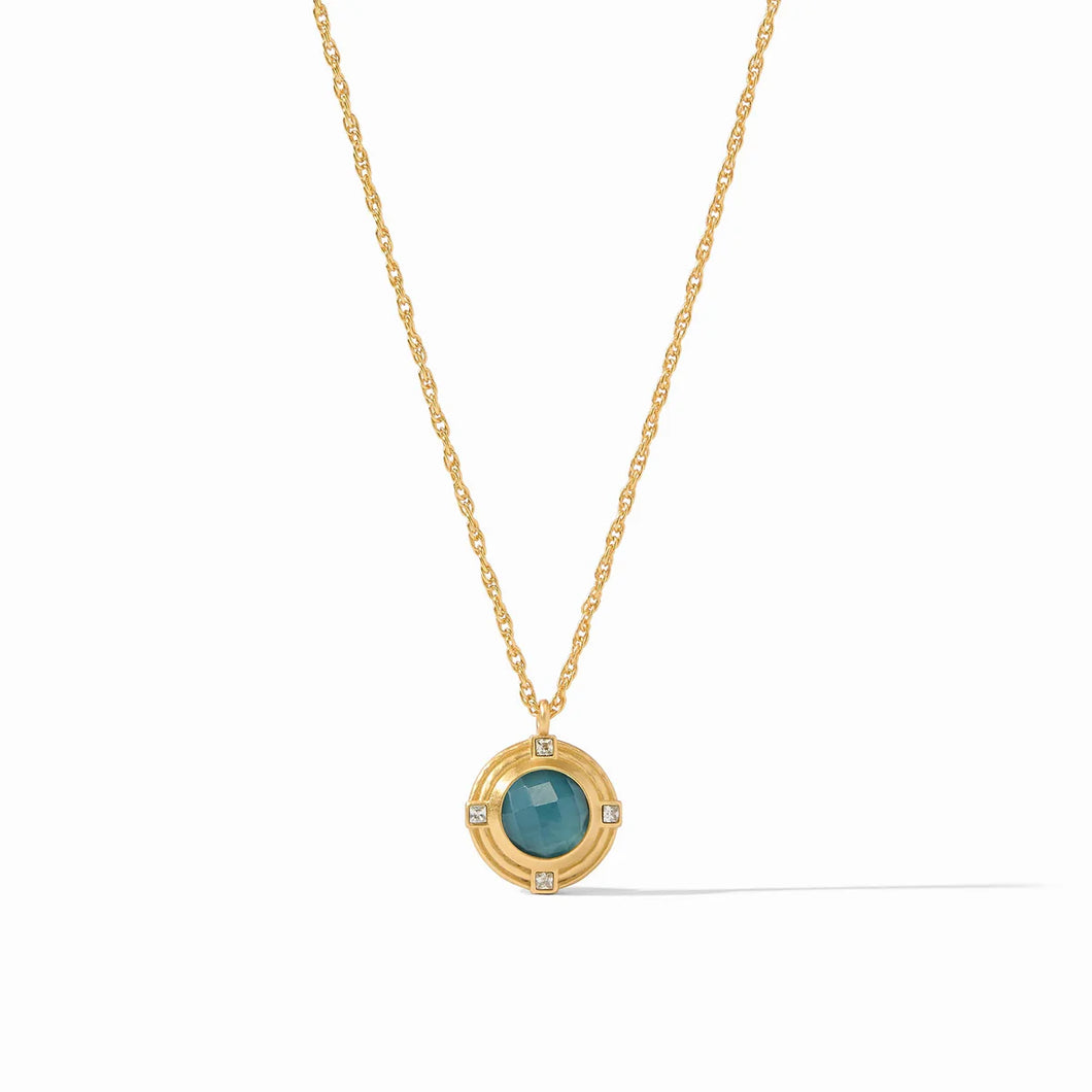 ASTOR SOLITAIRE NECKLACE IRIDESCENT PEACOCK BLUE