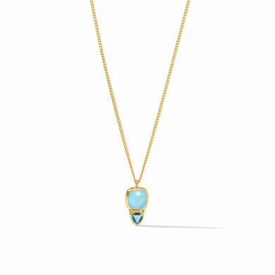 AQUITAINE DUO DELICATE NECKLACE GOLD IRIDESCENT CAPRI BLUE