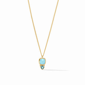 AQUITAINE DUO DELICATE NECKLACE GOLD IRIDESCENT CAPRI BLUE