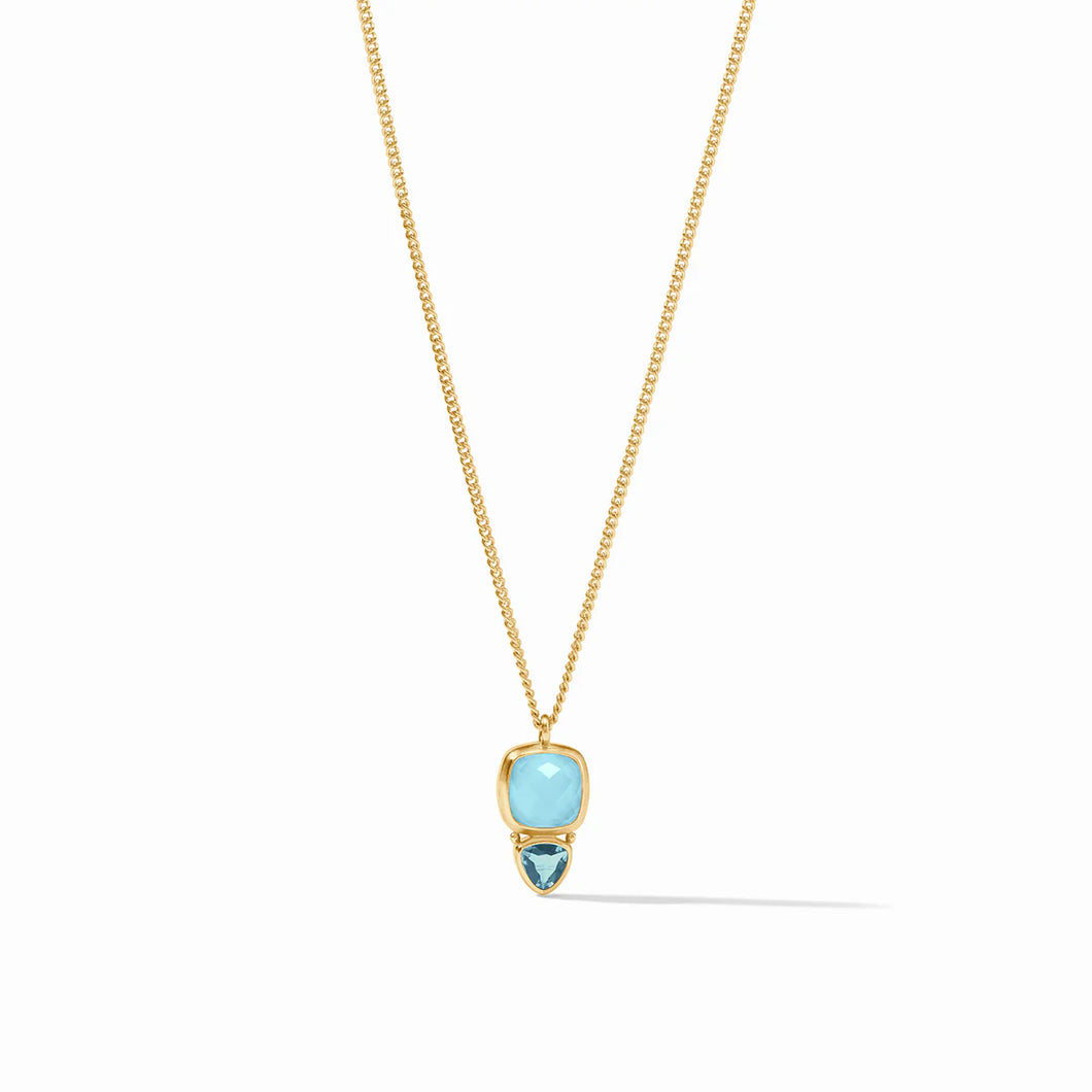 AQUITAINE DUO DELICATE NECKLACE GOLD IRIDESCENT CAPRI BLUE