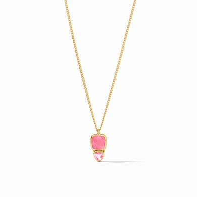 AQUITAINE DUO DELICATE NECKLACE GOLD IRIDESCENT PEONY PINK