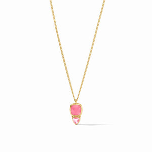 AQUITAINE DUO DELICATE NECKLACE GOLD IRIDESCENT PEONY PINK