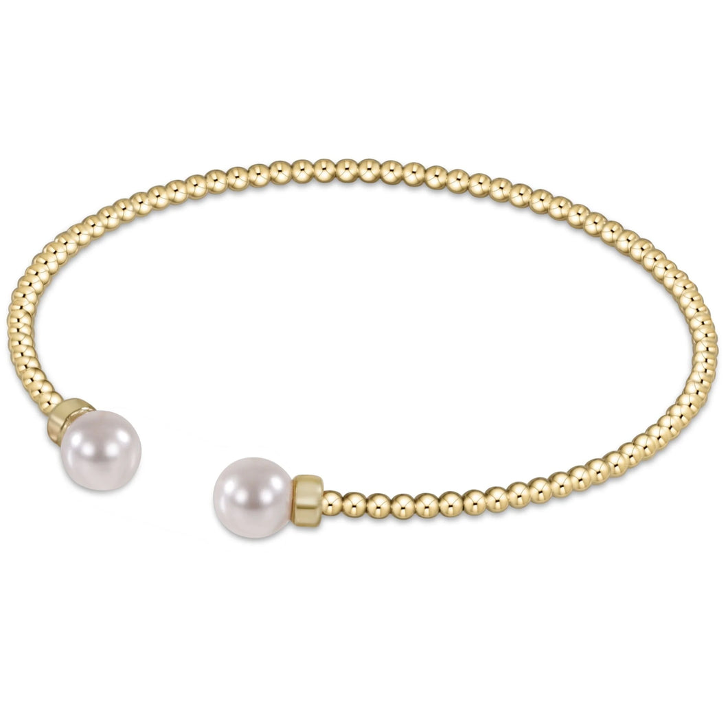 CLASSIC GOLD 2MM BEAD CUFF PEARL