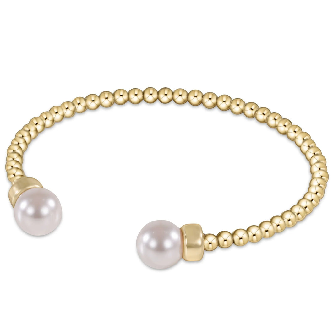 CLASSIC GOLD 3MM BEAD CUFF PEARL