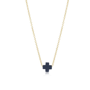 EGIRL 14" NECKLACE GOLD SIGNATURE CROSS NAVY