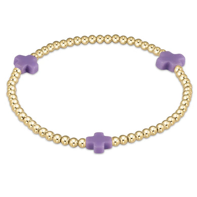 EGIRL SIGNATURE CROSS GOLD PATTERN 3MM BEAD BRACELET PURPLE