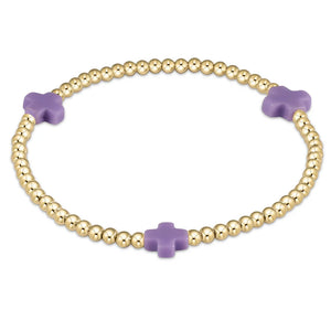 EGIRL SIGNATURE CROSS GOLD PATTERN 3MM BEAD BRACELET PURPLE