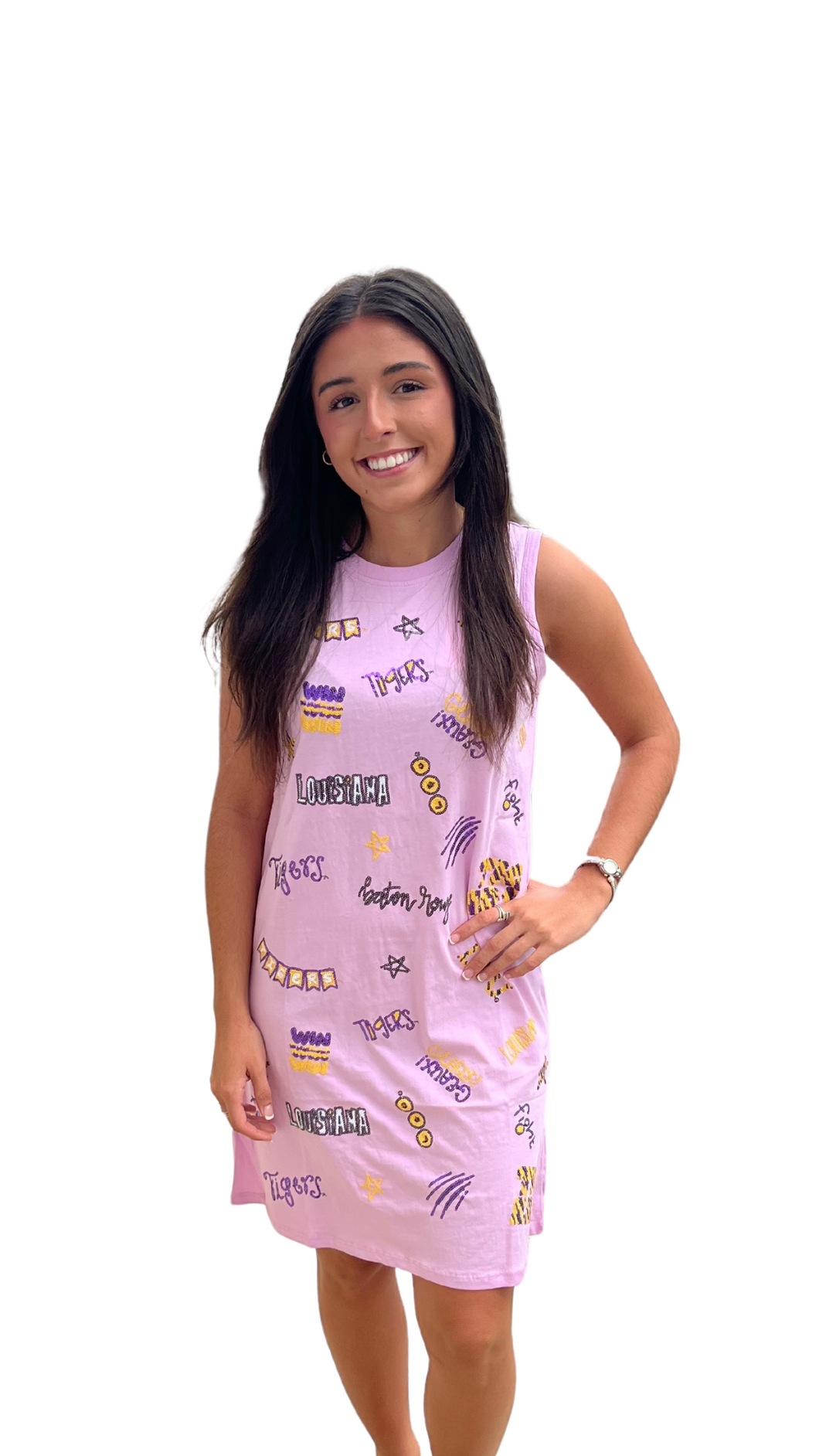 LSU SEQUIN SLEEVELESS DRESS