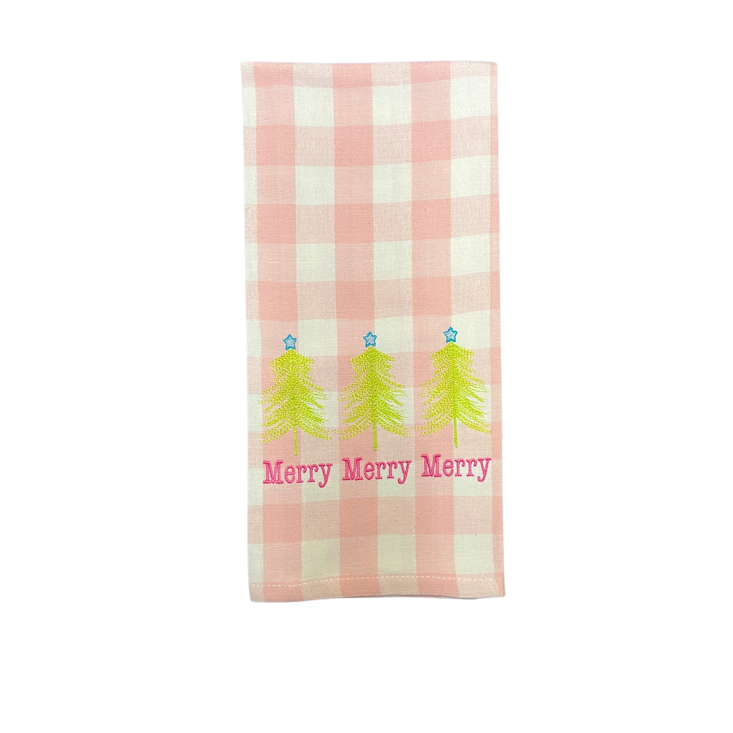 MERRY MERRY MERRY TREES PINK TOWEL