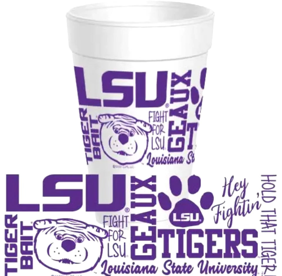 LSU TRADITIONS WRAP STYROFOAM CUPS