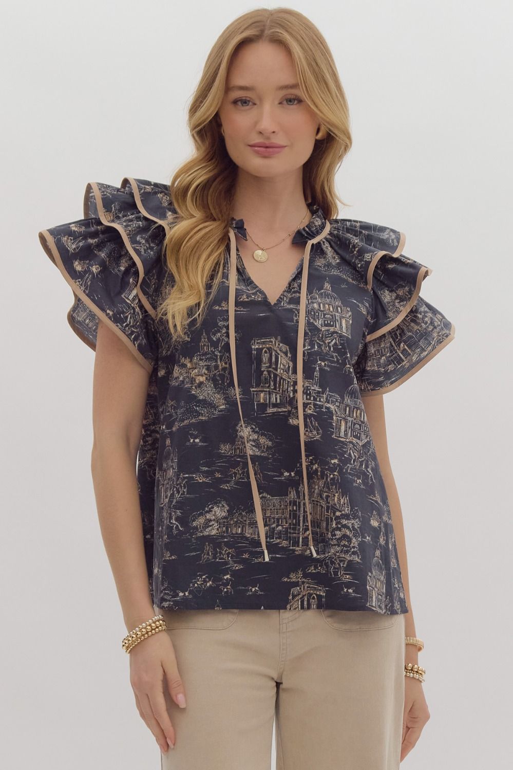 CHARCOAL TOILE TOP