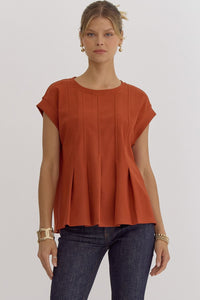 RUST PLEATED TOP