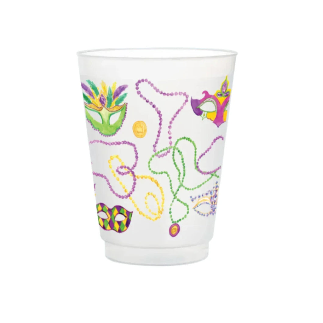 MARDI GRAS BEADS ALL OVER FROSTED CUPS