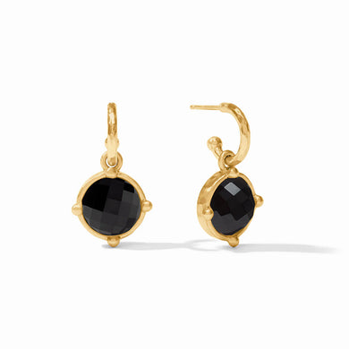 HONEYBEE HOOP & CHARM EARRING OBSIDIAN BLACK