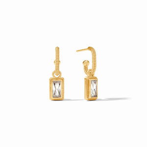 BAGUETTE HOOP & CHARM EARRING CUBIC ZIRCONIA