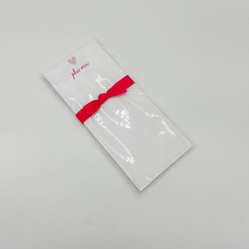 PHI MU HEART NOTEPAD SKINNIE