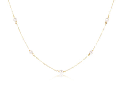 15IN CHOKER SIMPLICITY CHAIN GOLD 4MM PEARL