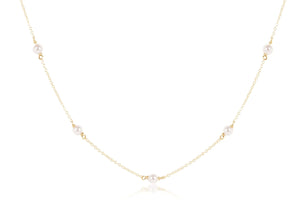 15IN CHOKER SIMPLICITY CHAIN GOLD 4MM PEARL