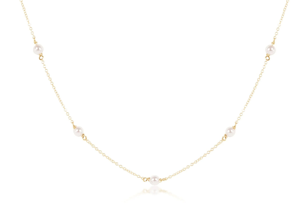 15IN CHOKER SIMPLICITY CHAIN GOLD 4MM PEARL