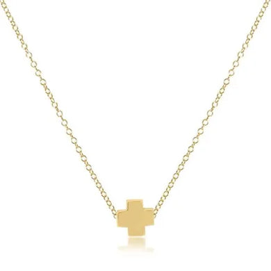 16IN NECKLACE GOLD SIGNATURE CROSS SMALL GOLD
