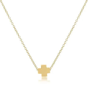 16IN NECKLACE GOLD SIGNATURE CROSS SMALL GOLD