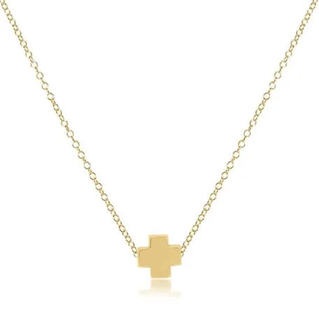 16IN NECKLACE GOLD SIGNATURE CROSS SMALL GOLD