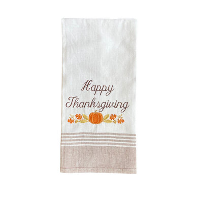 HAPPY THANKSGIVING TAUPE TOWEL
