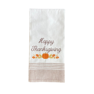 HAPPY THANKSGIVING TAUPE TOWEL
