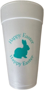 HAPPY EASTER TEAL STYROFOAM CUPS