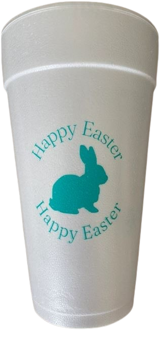 HAPPY EASTER TEAL STYROFOAM CUPS